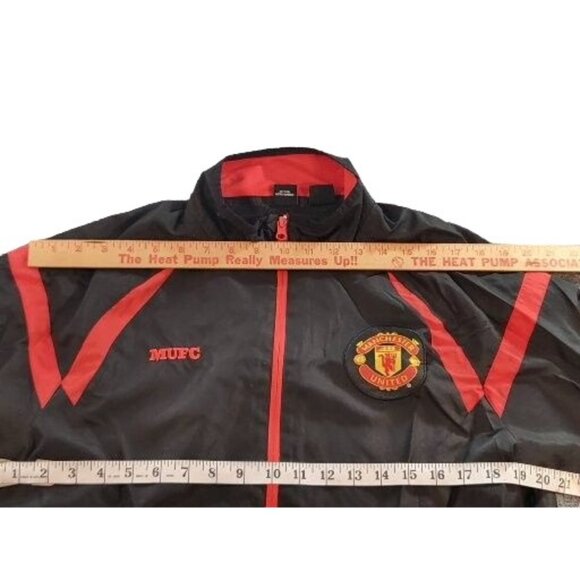Manchester United Windbreaker Men Sz S MUFC Full Zip Black Red Soccer Sportswear - Picture 4 of 7